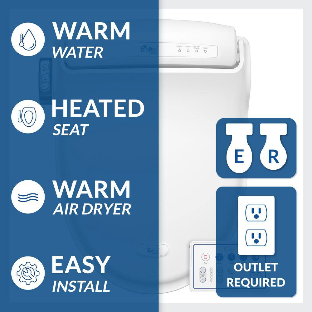 White Heated Electric Bidet Toilet Seat with Remote Control