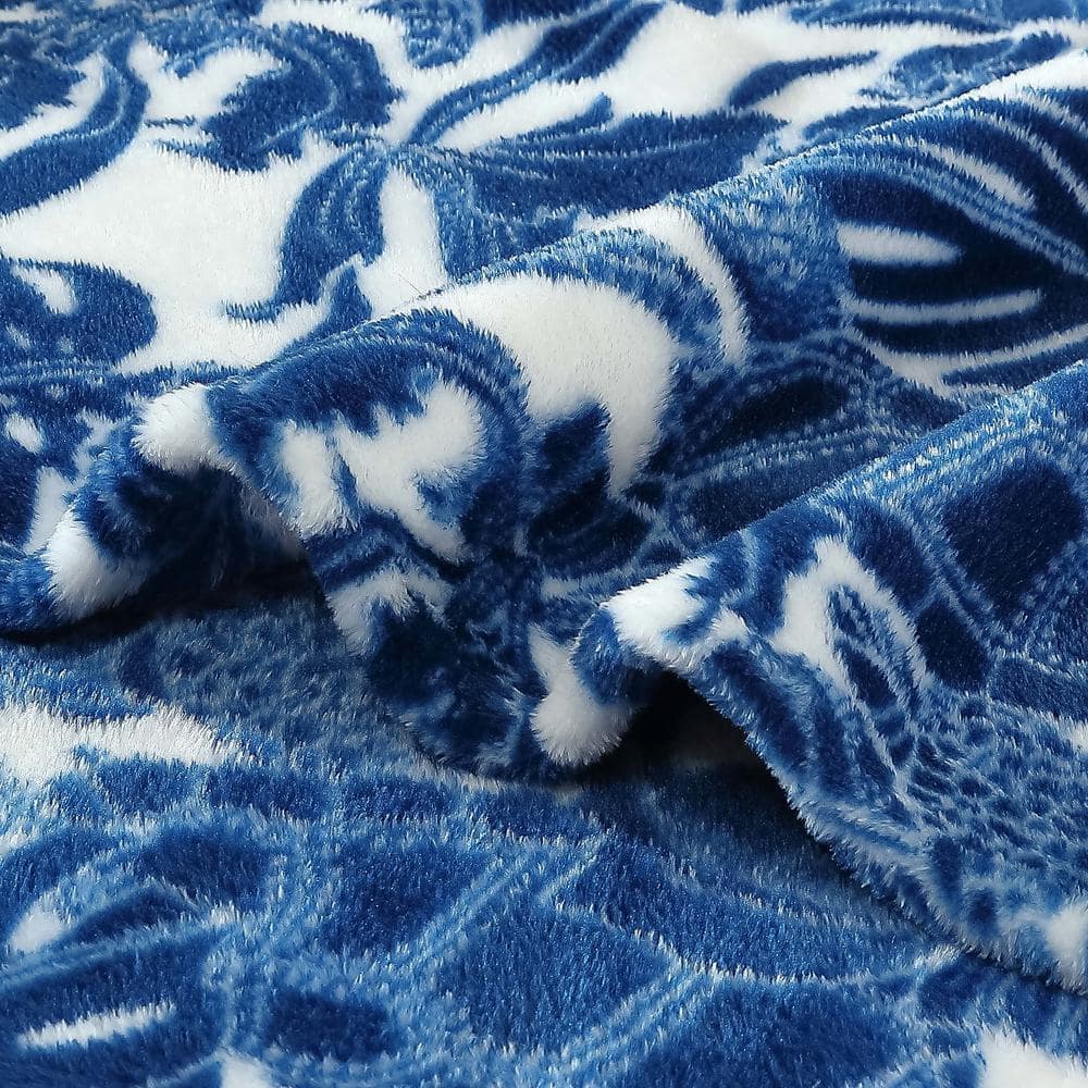 Turtle Bay Blue Ultra Soft Plush Reversible Throw Blanket 50" x 70"