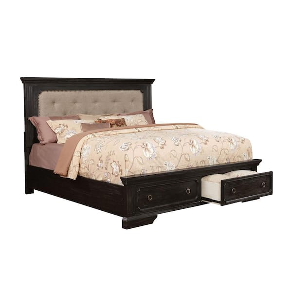 Roisin in Black Wire-Brushed Queen Bed