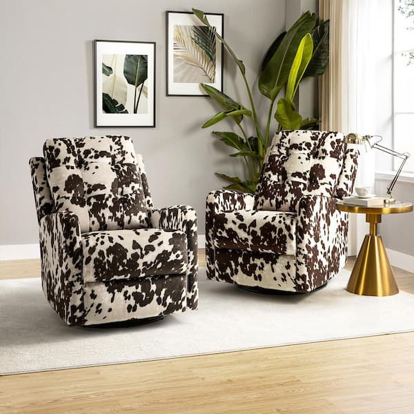 ARTFUL LIVING DESIGN Felipe Brown Multi-Floral Wing Back Swivel Rocker Recliner with Metal Base (Set of 2)