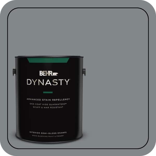 BEHR DYNASTY 1 gal. #N500-5 Magnetic Gray color One-Coat Hide Semi-Gloss Enamel Interior Stain-Blocking Paint & Primer