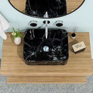 19 in . Ceramic Rectangular Vessel Bathroom Sink in Black and Gray