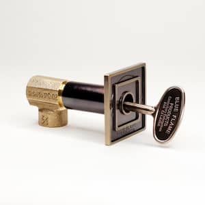 Square Universal Gas Valve Flange and Key with 1/2 in. Angled Valve in Antique Brass