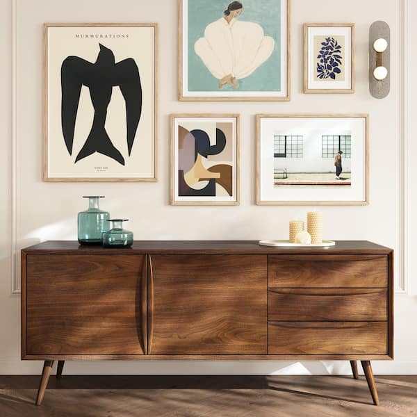 Poly and Bark Cura Midcentury Modern Walnut Wood 71 in. Sideboard Dining Table Seats 0