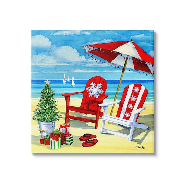 Stupell Industries Coastal Christmas Scene byPaul Brent 1-Piece Unframed Graphic Print Nature Poster Art Print 17 in. x 17 in.