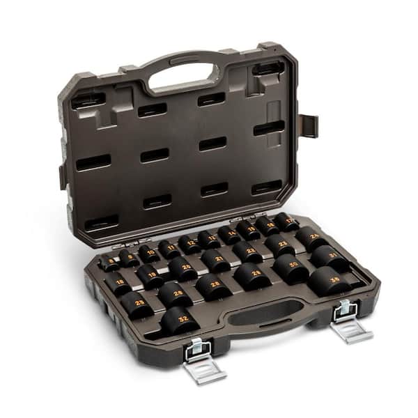 1/2 in. Drive 6-Point Metric Hi-Viz Impact Socket Set (25-Piece)