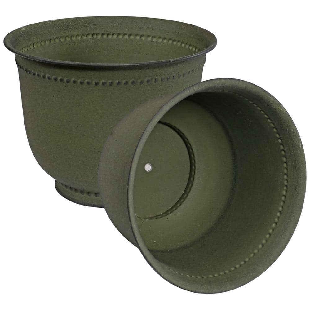 Michael Matte Sage Medium Iron Indoor/Outdoor Planter Set