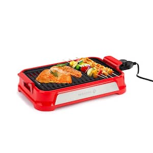 12 Inch Non-Stick Smokeless Electric Griddle Crepe Maker, Red