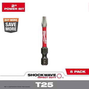 SHOCKWAVE Impact Duty 2 in. T25 Torx Alloy Steel Screw Driver Bit (5-Pack)