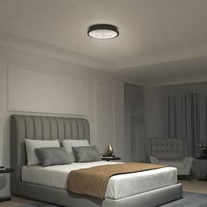 Glam 13.5 in. 1-Light Modern Black Integrated LED Flush Mount Ceiling Light Fixture for Kitchen or Bedroom