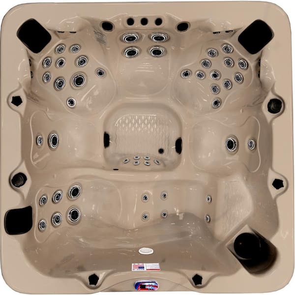 American Spas 6-Person 56-Jet 240-Volt Premium Acrylic Lounge Spa Standard Hot Tub with Bluetooth Sound System and LED Waterfall