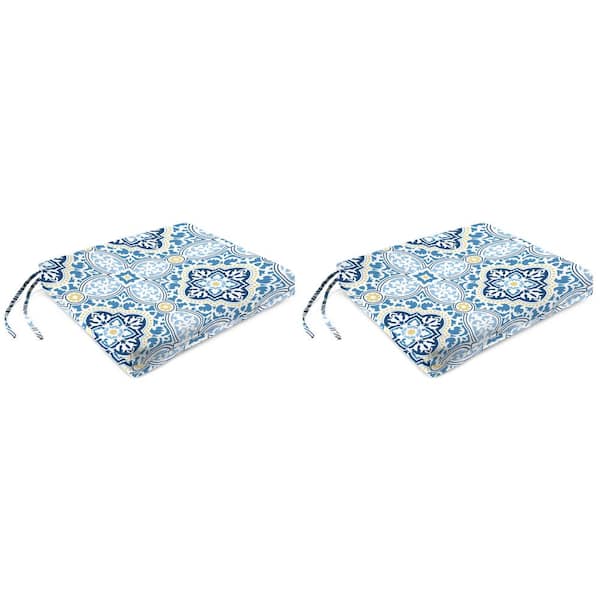 Jordan Manufacturing 19 in. L x 17 in. W x 2 in. T Outdoor Rectangular Chair Pad Seat Cushion in Rave Sky (2-Pack)