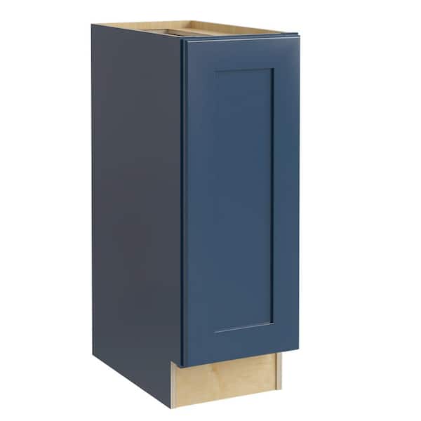 Newport 9 in. W x 24 in. D x 34.5 in. H Assembled Plywood Full Height Door Base Kitchen Cabinet in Mythic Blue LH