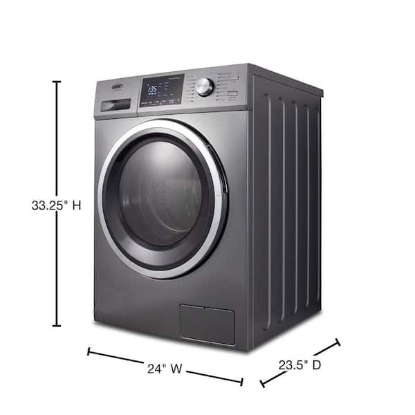 Summit Appliance SPWD2203P - Combo de lavadora/secadora de 24 pulgadas de  ancho y 115 V en platino para uso sin ventilación, capacidad de 2.7 pies