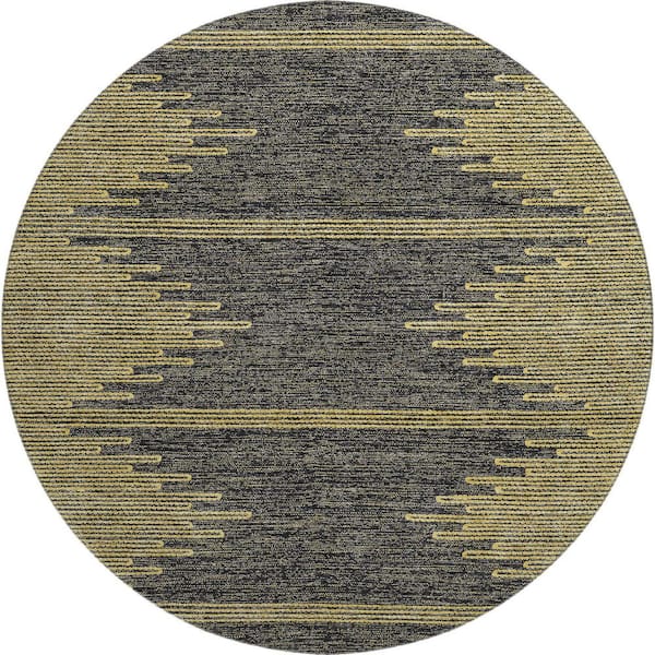 Addison Rugs Mayfield Premium Machine Washable Indoor/Outdoor Geometric AMF647 Graphite 8 ft. x 8 ft. Round Area Rug