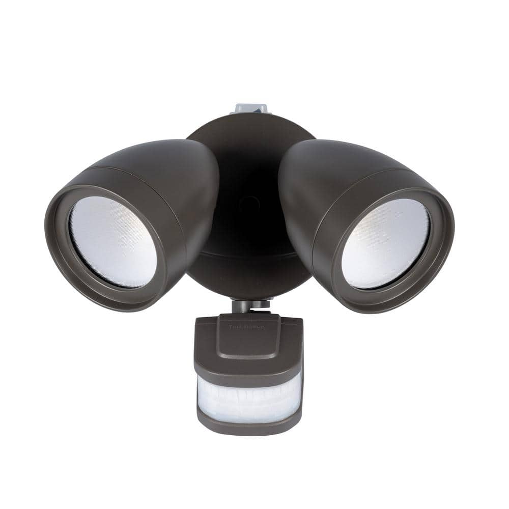 Bronze Motion Activated Twin Head LED Security Flood Light