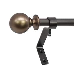 Ball Cafe 26 in. - 48 in. Adjustable Curtain Rod 1/2 in. in Brown with Finial