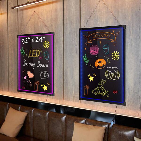 SKYSHALO LED Message Writing Board Neon Effect Menu Sign Board 32