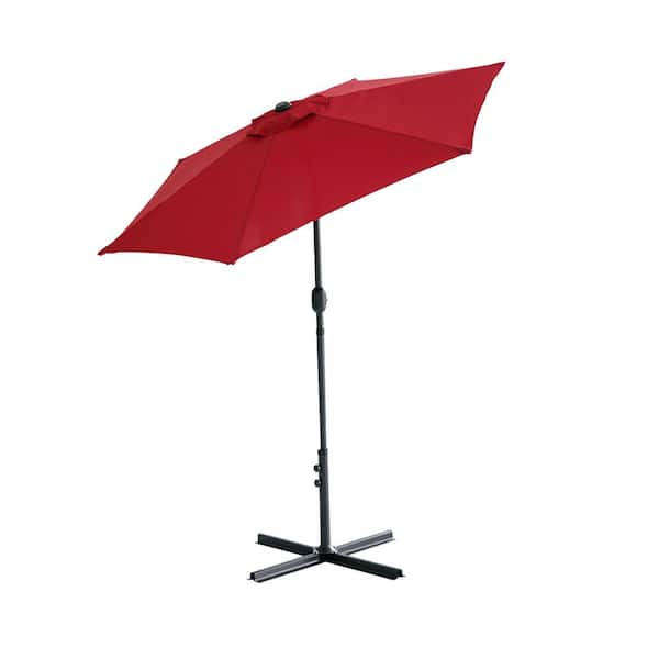SUNRINX 7.5 ft. Outdoor Patio Market Umbrella with Crank Tilt in Red
