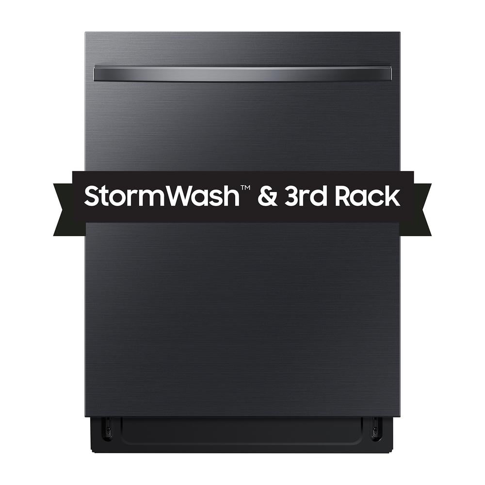 Samsung Smart 46 dBA Dishwasher with StormWash with Handle in Matte Black Steel