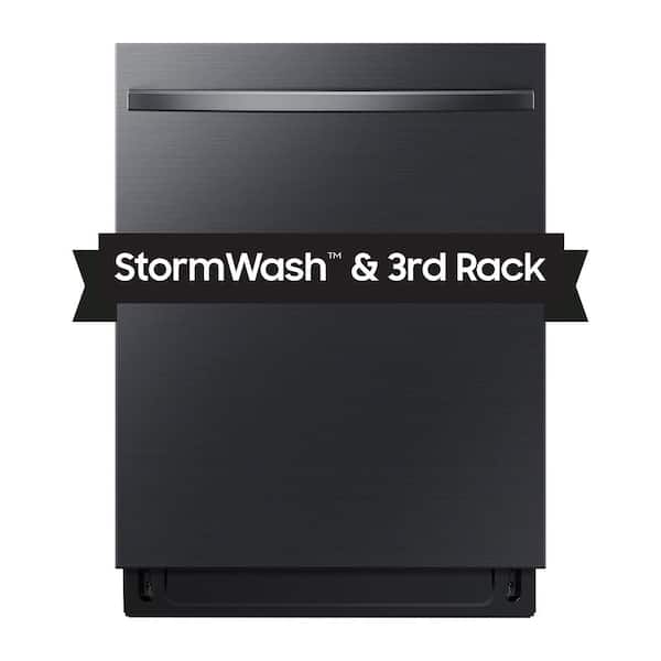 Samsung Smart 46 dBA Dishwasher with StormWash plus Handle and AutoRelease Door in Matte Black Steel