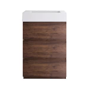24 in. W x 18 in. D x 37 in. H Single Sink Freestanding Bath Vanity in Walnut with White Cultured Marble Top