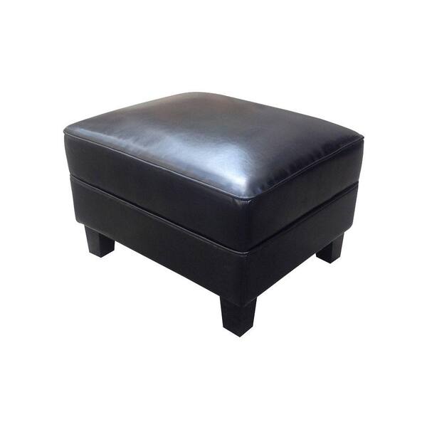 Unbranded Brexley Leather Club Chair Ottoman in Black