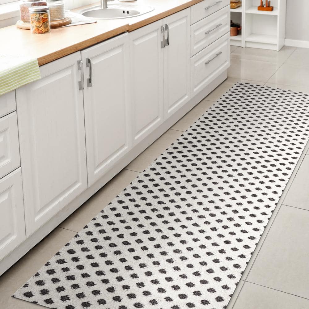 Rabat High-Low Pile Mini-Diamond Trellis White/Black 2 ft. x 8 ft. Indoor/Outdoor Runner Rug price history on PriceWatchPro