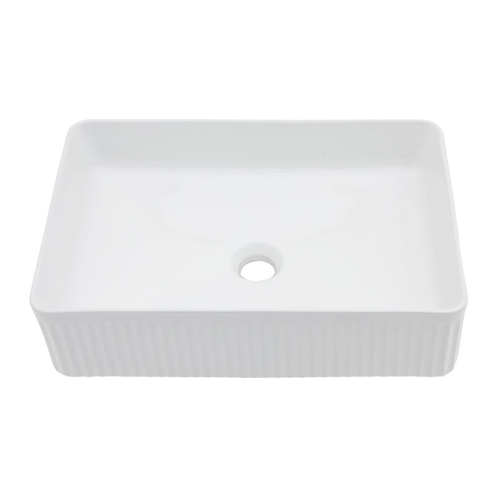 19.63" x 13.69" White Ceramic Rectangular Vessel Sink