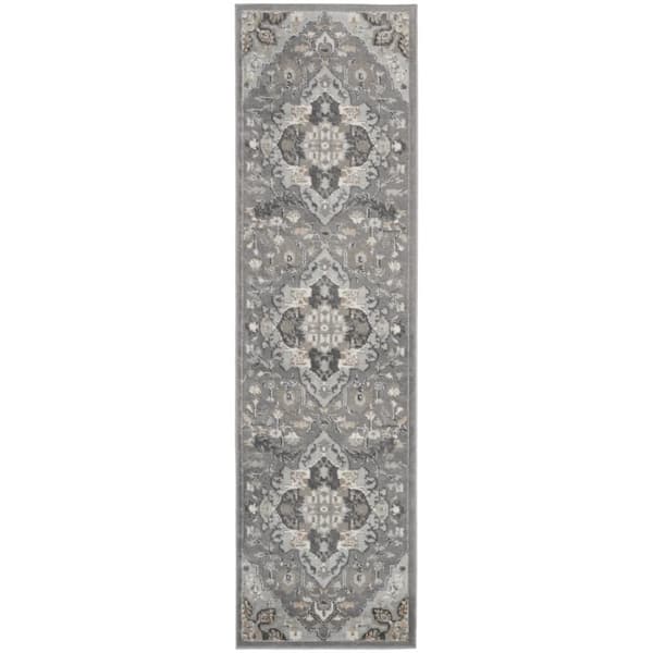 2 ft. x 12 ft. White Medallion Washable Area Rug Runner Rug