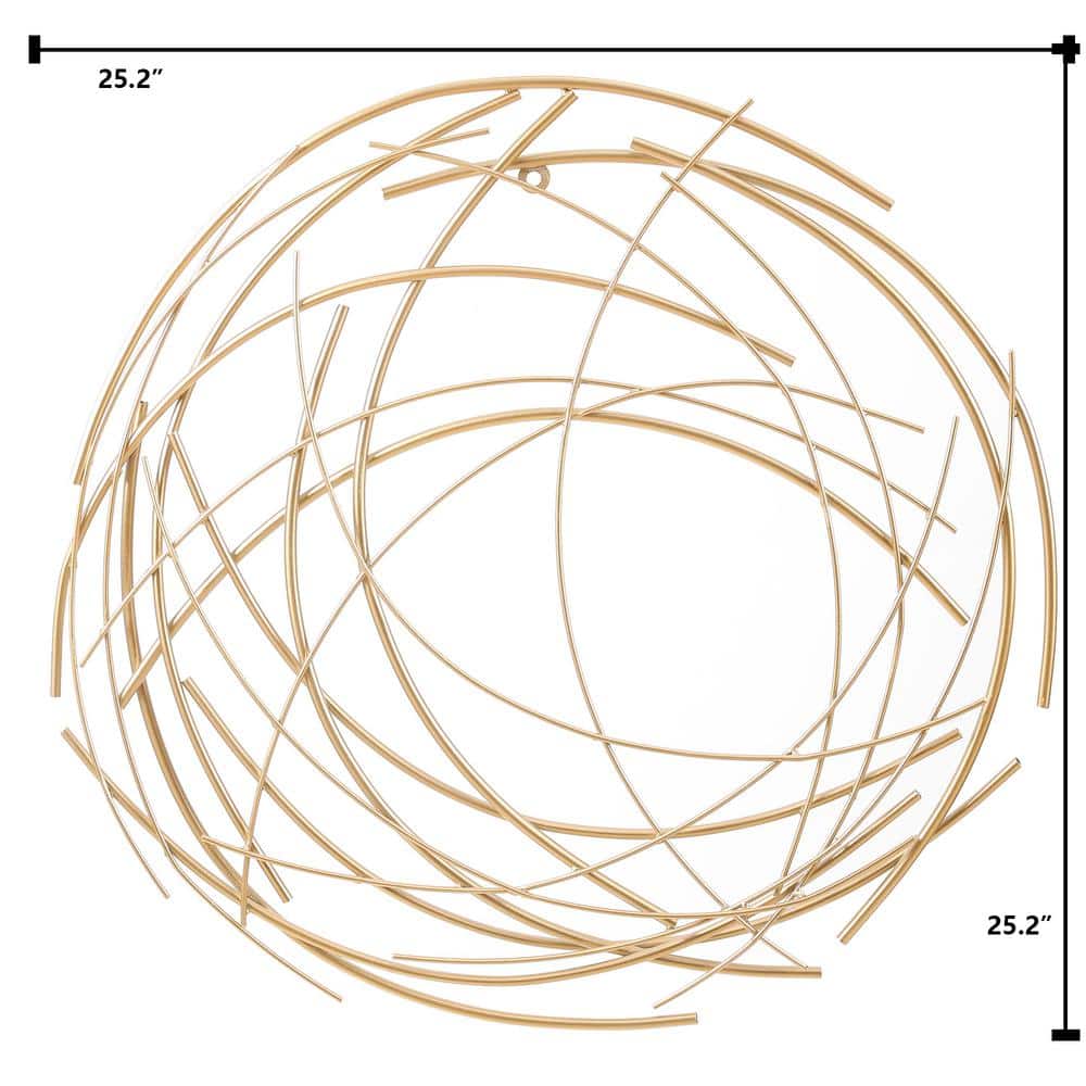 LuxenHome Gold Finish Iron Circular Wall Sculpture