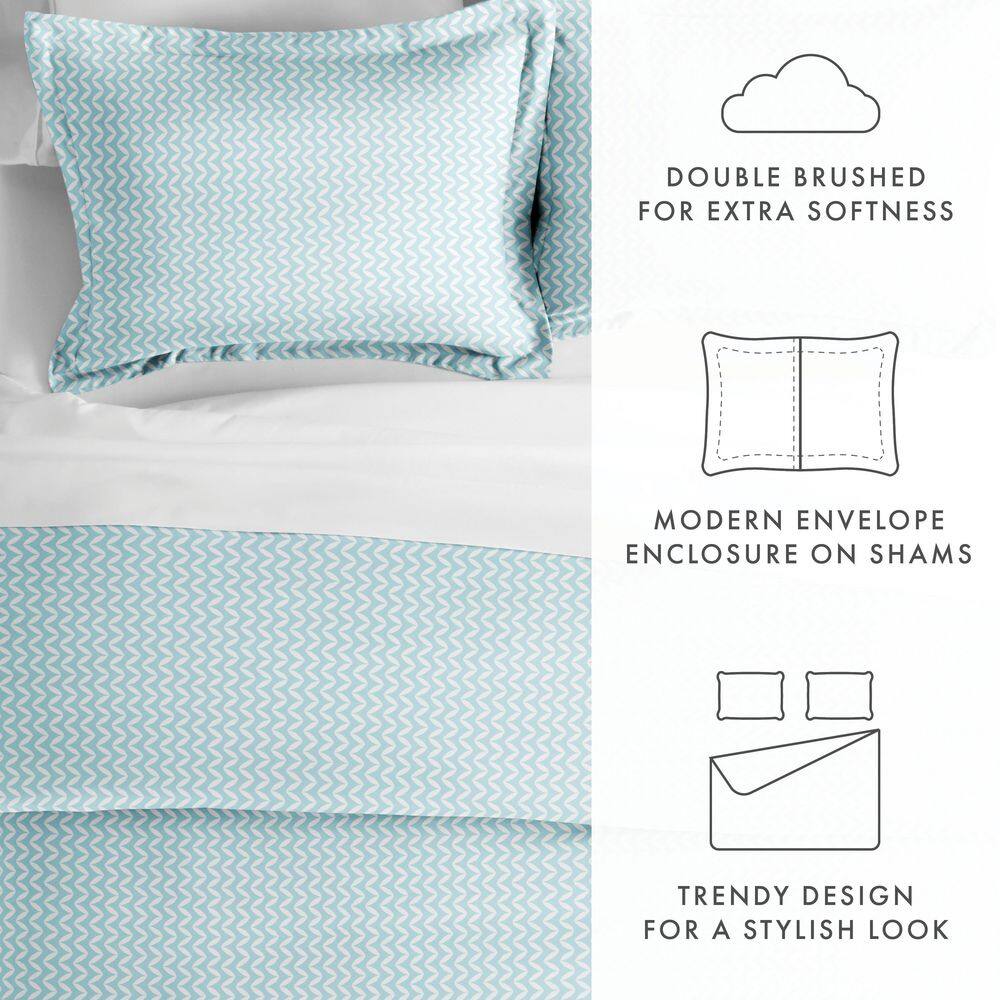 Light Green Chevron Pattern King Duvet Cover Set