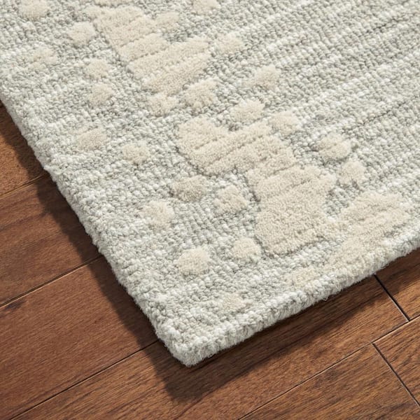 Mod Weave Abstract Knotted Texture Handcrafted Wool Light Grey 8 ft. x 10 ft. Area Rug