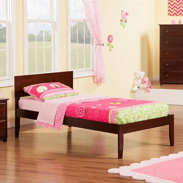 Orlando Walnut Twin Platform Bed with Open Foot Board