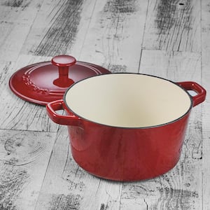 Chef's Classic 3 qt. Oval Cast Iron Dutch Oven in Cardinal Red with Lid