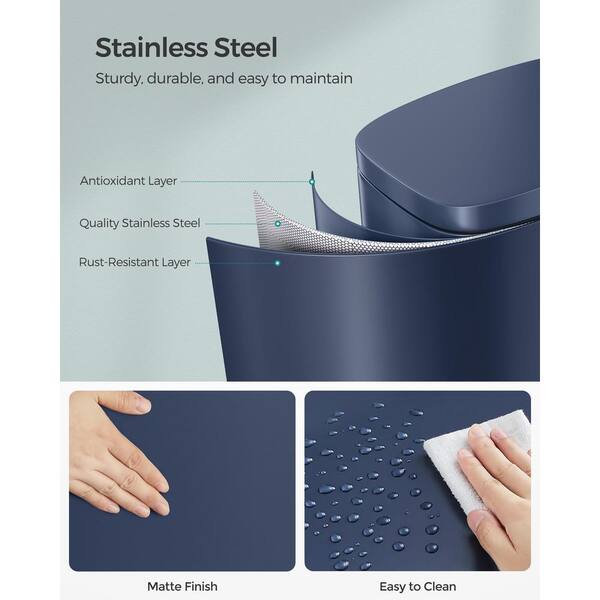 ITOPFOX Kitchen 13.2 Gal. Blue Metal Household Trash Can Step Lid
