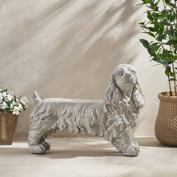 Unbranded Garden Statue Dog Figurine Cocker Spaniel Dog Statue Garden Sculpture for Garden Yard Lawn Home Decor Outside
