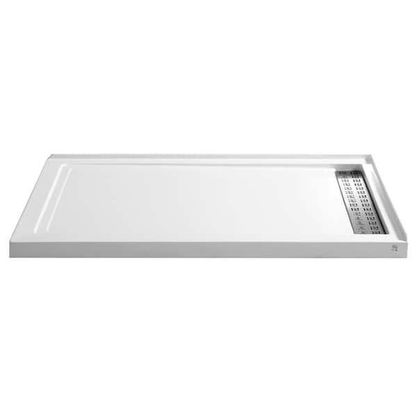 ANZZI Field Series 60 in. x 36 in. Double Threshold Shower Base in White