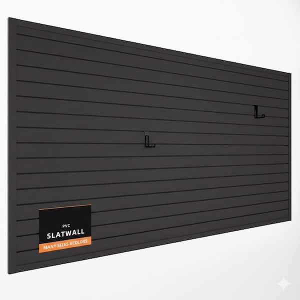 Garage Slat Wall Panel Black PVC Durable Fireproof Waterproof Crack-Proof Tool Organizer Wall Rack with Hooks