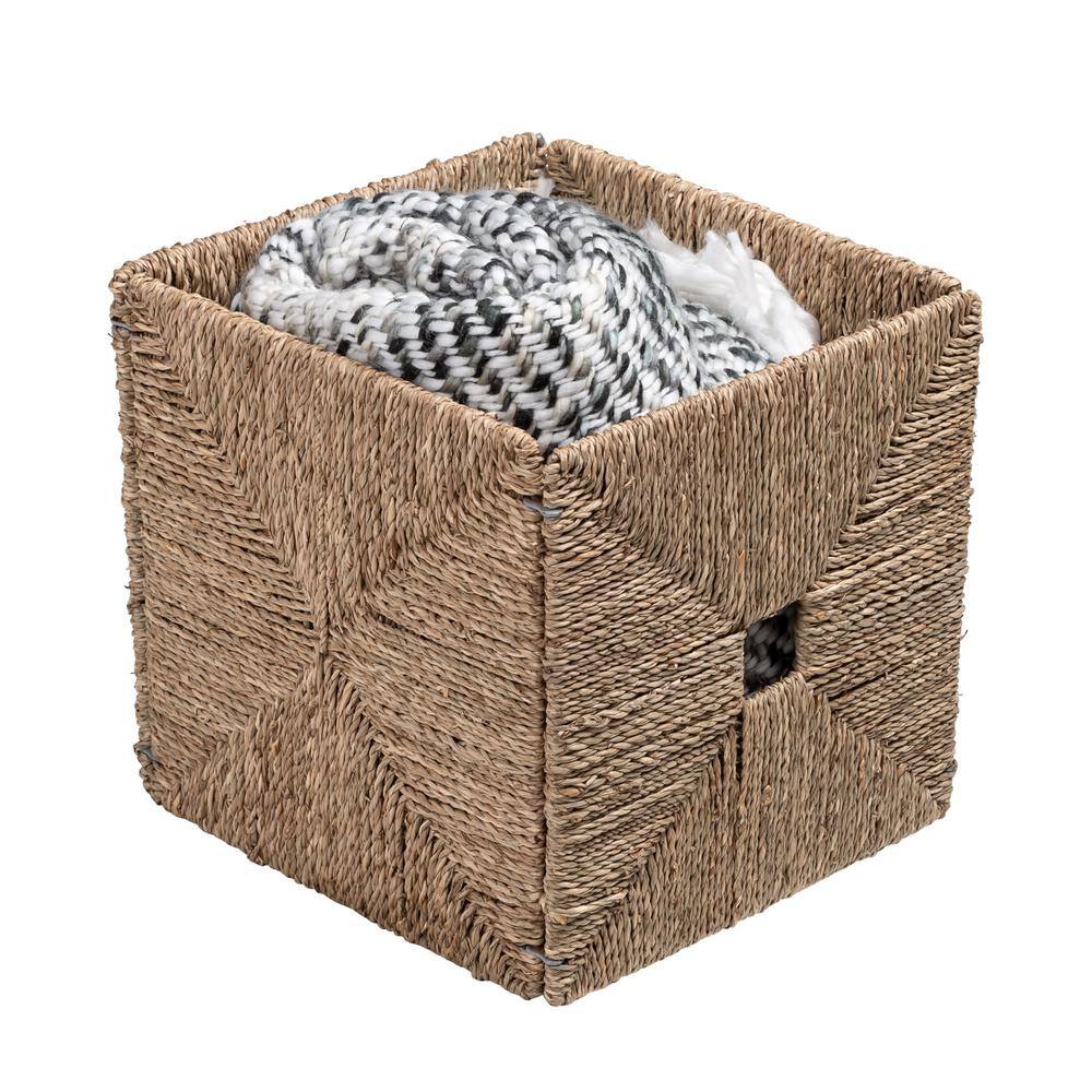 Natural Seagrass Woven Storage Basket with Steel Frame