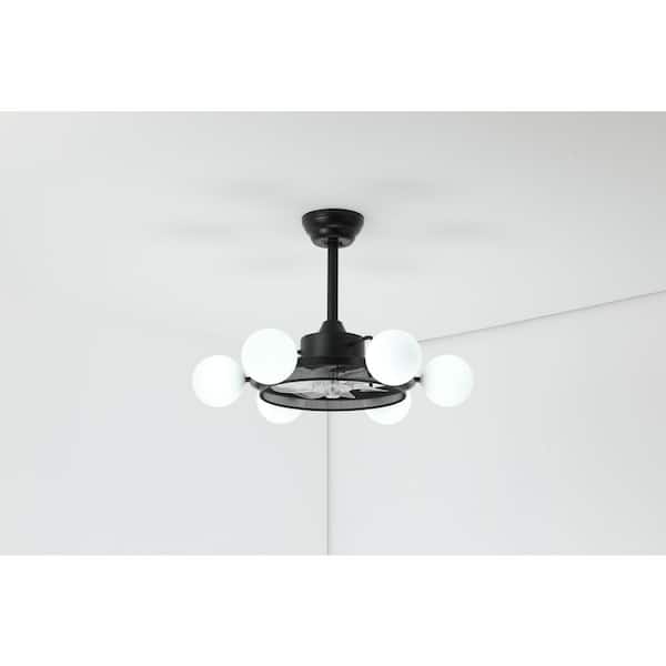 11.8 in. Industrial Black Ceiling Fan with Globe Light Indoor Fandelier Ceiling Fan with Remote Reversible Fan Blades