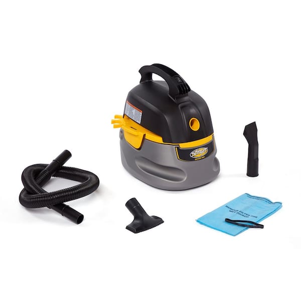 2.5 Gallon 1.75 Peak HP Small Shop Vacuum Wet Dry Vac with Filter Bag, Hose, Utility Nozzle and Car Nozzle Attachments