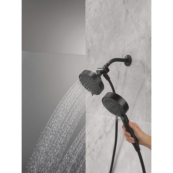 5-Spray Wall Mount Dual Fixed and Handheld Shower Head in Matte Black