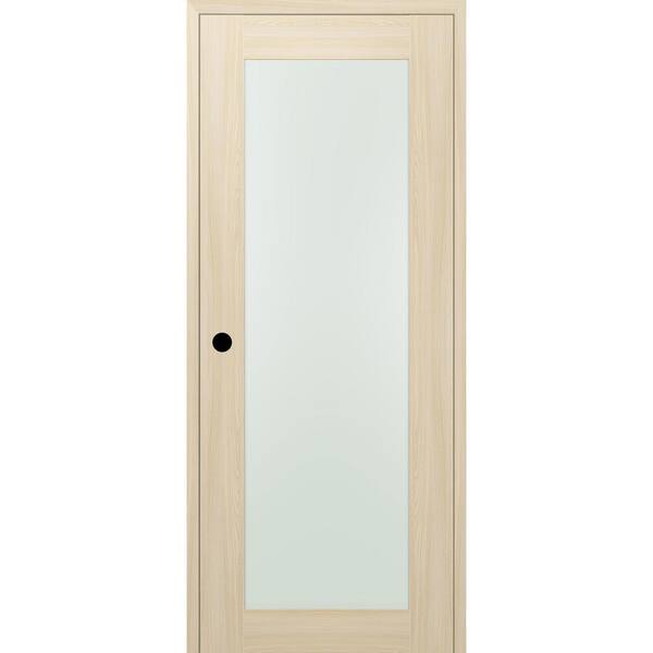 Belldinni 18 in. x 80 in. Right-Hand Solid Composite Core Full Lite Frosted Glass Loire Ash Wood Single Prehung Interior Door
