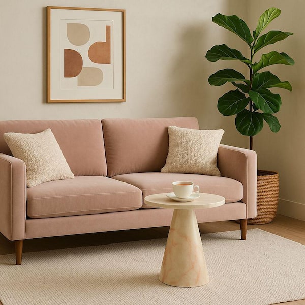 Modrest Pampa Modern 23.6 in. Faux Marble Round Wood End Table