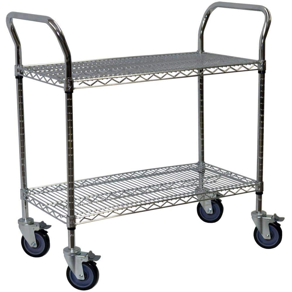 Storage Max Chrome Wire Shelving Cart, 24 x 36, 2 Shelves