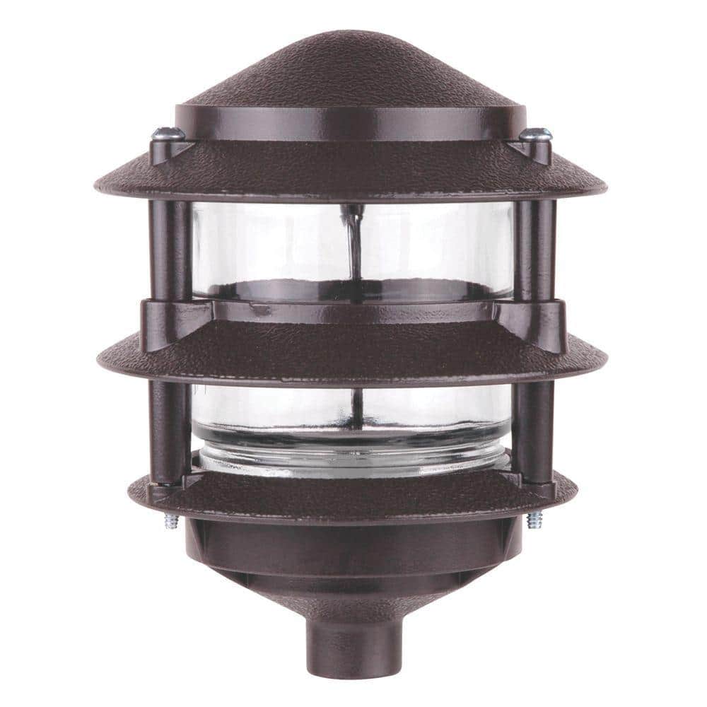 Black Zinc 3-Tier Pagoda Pathway Light with Clear Glass