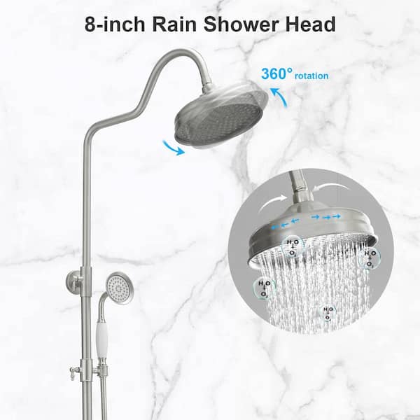 BWE Double Handle 2-Spray Shower Faucet 1.8 GPM with High Pressure