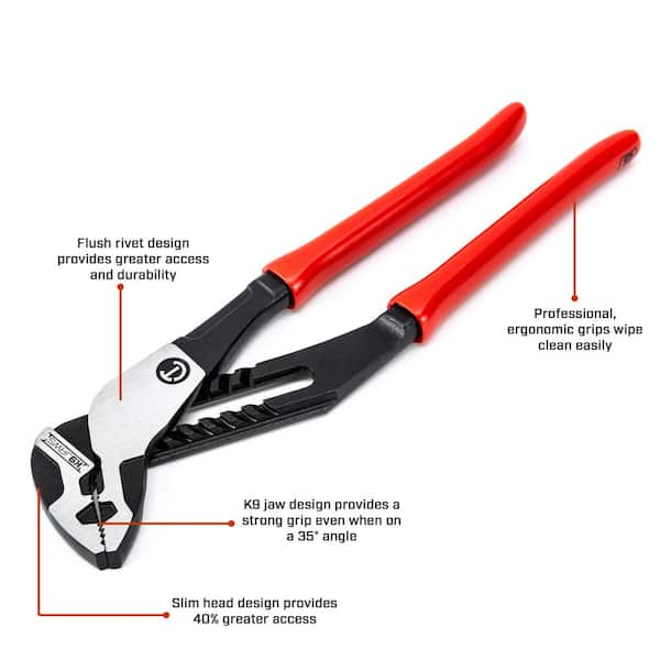 Z2 K9 Straight Jaw Tongue and Groove Plier Set with Dipped Grips (3-Piece)