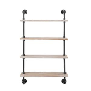 8 in. x 30 in. x 47 in. Claremont Black Industrial Piping Decorative Wall Shelves